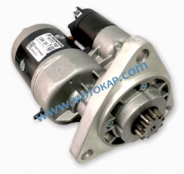 Стартер Magneton с редуктор 10 зъба 3,5 kW 24 V → 12 V дясно въртене за МТЗ, ММЗ, Булгар, Беларус, ГАЗ, ЛТЗ, ПАЗ, Pronar, ВТЗ, ХТЗ, Владимировец (Т25), Т16, Т40
