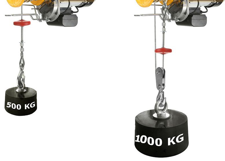 Електрическа въжена лебедка/телфер 500/1000 кг 12,0/6,0 метра 230 V